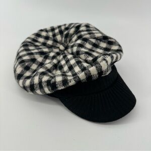 Icing Claire’s Y2K Vintage Black and White Checkered Cap Hat Lizzie McGuire wool